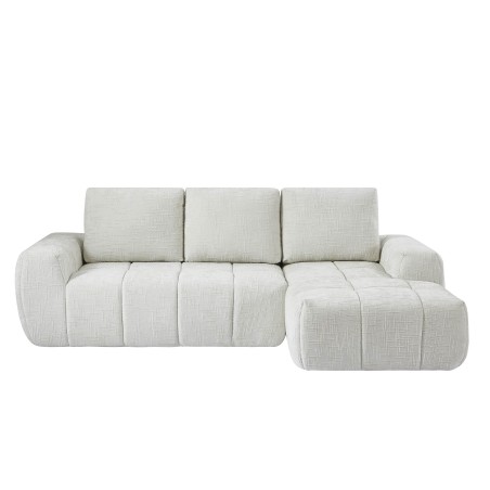 Canapé d'angle droit AUREA compressé tissu beige 4 places