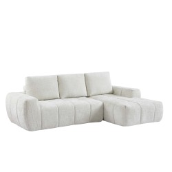 Canapé d'angle droit AUREA compressé tissu beige 4 places