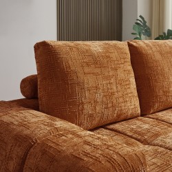 Canapé d'angle droit AUREA compressé tissu terracotta 4 places