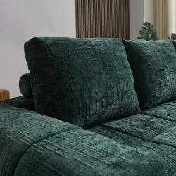 Canapé d'angle droit AUREA compressé tissu vert 4 places