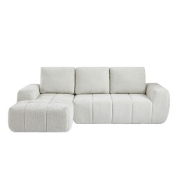 Canapé d'angle gauche AUREA compressé tissu beige 4 places