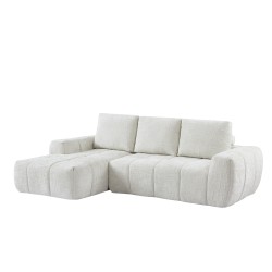 Canapé d'angle gauche AUREA compressé tissu beige 4 places