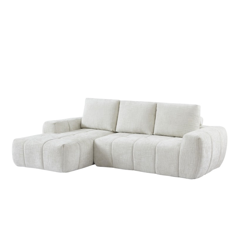 Canapé d'angle gauche AUREA compressé tissu beige 4 places