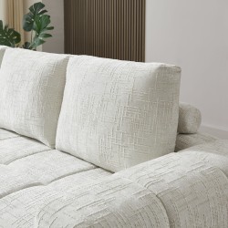 Canapé d'angle gauche AUREA compressé tissu beige 4 places