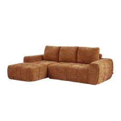 Canapé d'angle gauche AUREA compressé tissu terracotta 4 places