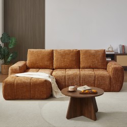 Canapé d'angle gauche AUREA compressé tissu terracotta 4 places