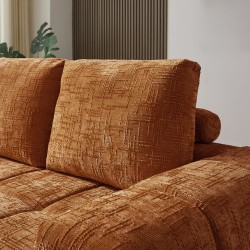 Canapé d'angle gauche AUREA compressé tissu terracotta 4 places