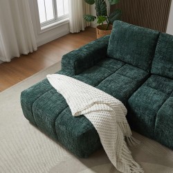 Canapé d'angle gauche AUREA compressé tissu vert 4 places