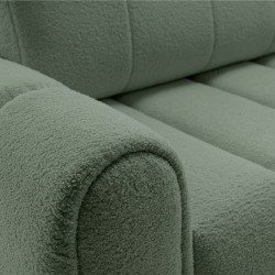 Canapé droit convertible GIORGIO 3 places tissu bouclette vert kaki