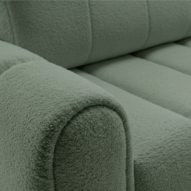 Canapé droit convertible GIORGIO 3 places tissu bouclette vert kaki