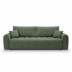 Canapé droit convertible GIORGIO 3 places tissu bouclette vert kaki