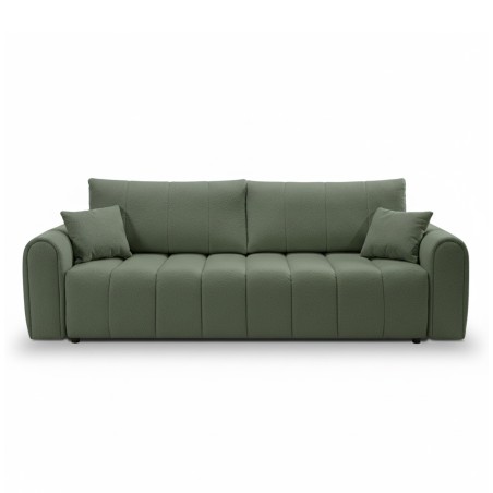 Canapé droit convertible GIORGIO 3 places tissu bouclette vert kaki