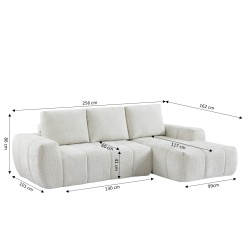 Canapé d'angle droit AUREA compressé tissu beige 4 places
