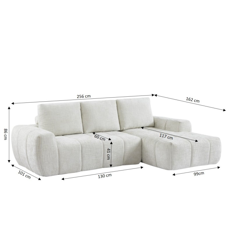 Canapé d'angle droit AUREA compressé tissu beige 4 places