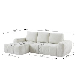 Canapé d'angle gauche AUREA compressé tissu beige 4 places