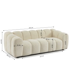 Gerades Sofa SUNNY 3-Sitzer, ecrufarbener Tweedstoff
