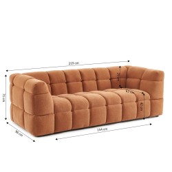 Gerades Sofa MOODY 3-Sitzer aus Eichhörnchen-Leinen