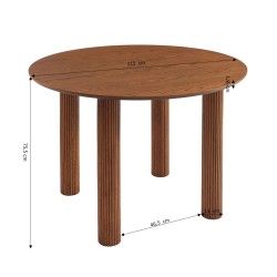 Table de séjour PENELOPE ronde placage chêne couleur noyer 115 cm