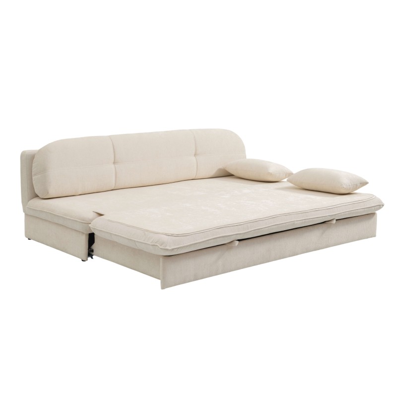 Banquette convertible CILA 3 places tissu beige