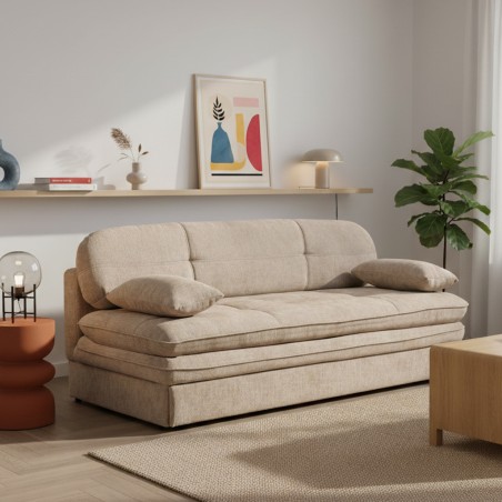 Banquette convertible CILA 3 places tissu marron