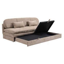 Banquette convertible CILA 3 places tissu marron