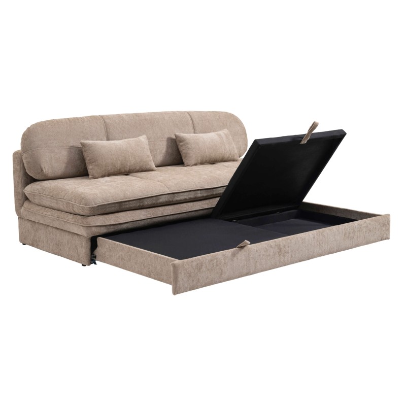 Banquette convertible CILA 3 places tissu marron