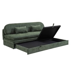 Banquette convertible CILA 3 places tissu vert