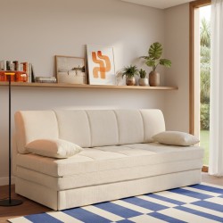 Banquette LUMA convertible 3 places tissu chenille beige