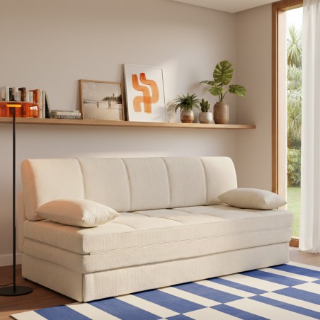 Banquette LUMA convertible 3 places tissu chenille beige