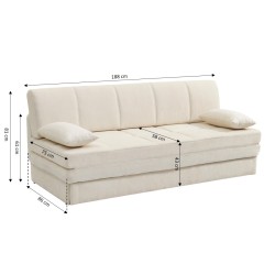 Banquette LUMA convertible 3 places tissu chenille beige