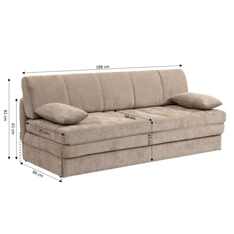 Banquette LUMA convertible 3 places tissu chenille marron