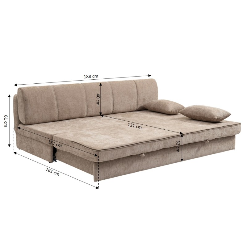 Banquette LUMA convertible 3 places tissu chenille marron