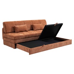 Banquette LUMA convertible 3 places tissu chenille terracotta