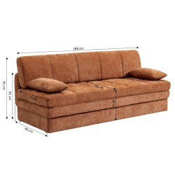 Banquette LUMA convertible 3 places tissu chenille terracotta