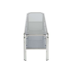 Meuble TV MAGGY verre trempé noir et structure en chrome 160cm