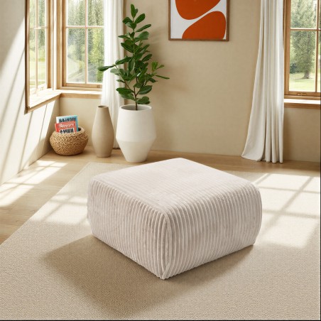 Hocker GLORIA feststehend aus ecrufarbenem Cord