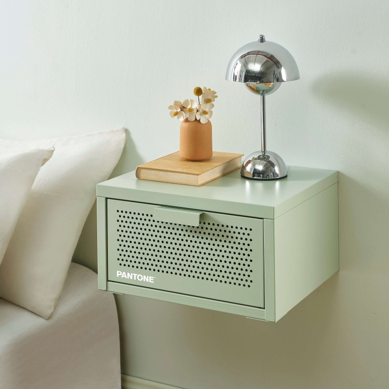 Wand-Nachttisch PANTONE aus mandelgrünem Metall, 40 cm