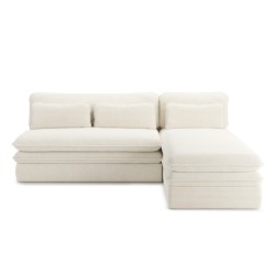 Banquette d'angle convertible NOMA 4 places velours côtelé écru