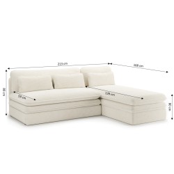 Banquette d'angle convertible NOMA 4 places velours côtelé écru