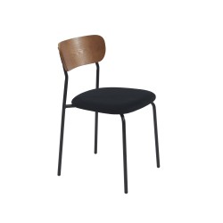 Lot de 4 chaises empilables FRIDA velours côtelé noir et métal noir