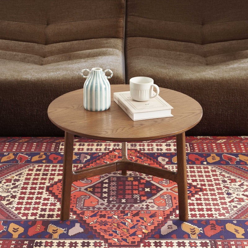 Tables basses gigognes rondes DOLLY en placage frêne couleur noyer