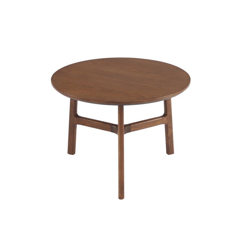 Tables basses gigognes rondes DOLLY en placage frêne couleur noyer