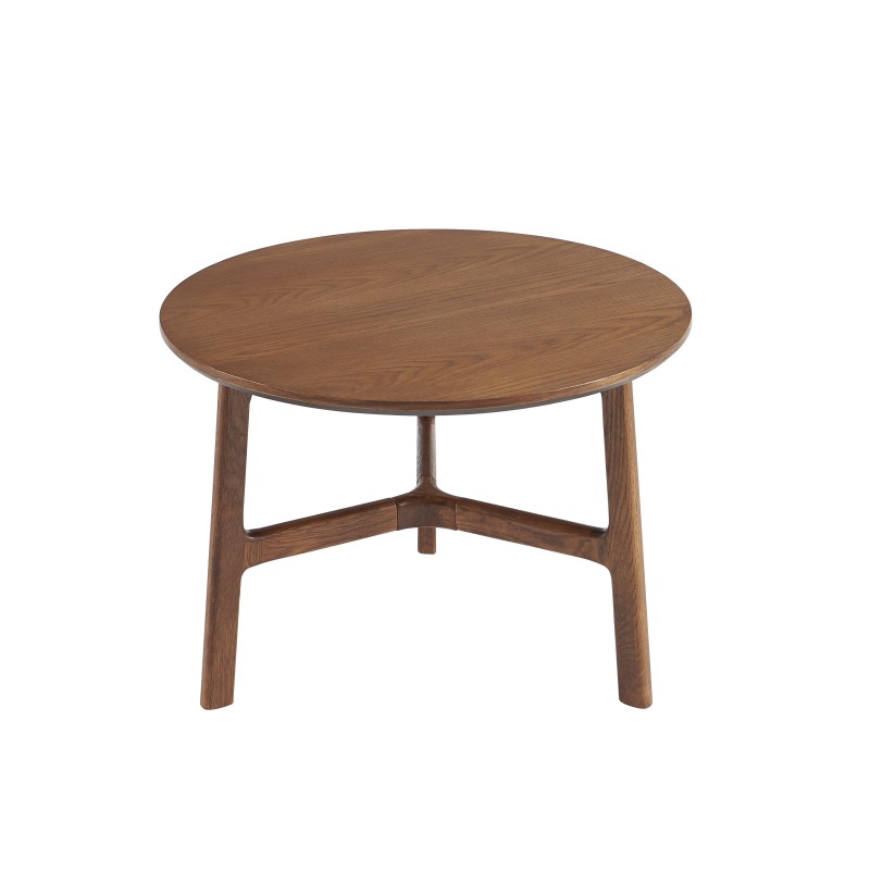 Tables basses gigognes rondes DOLLY en placage frêne couleur noyer