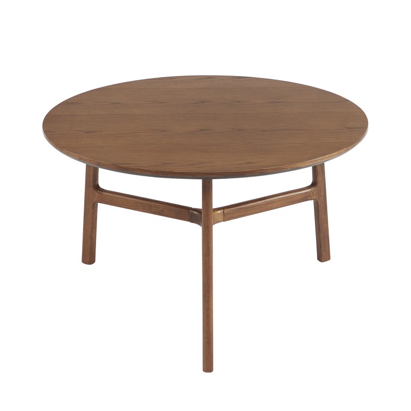 Tables basses gigognes rondes DOLLY en placage frêne couleur noyer