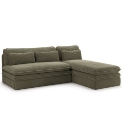 Banquette d'angle convertible NOMA 4 places velours côtelé vert