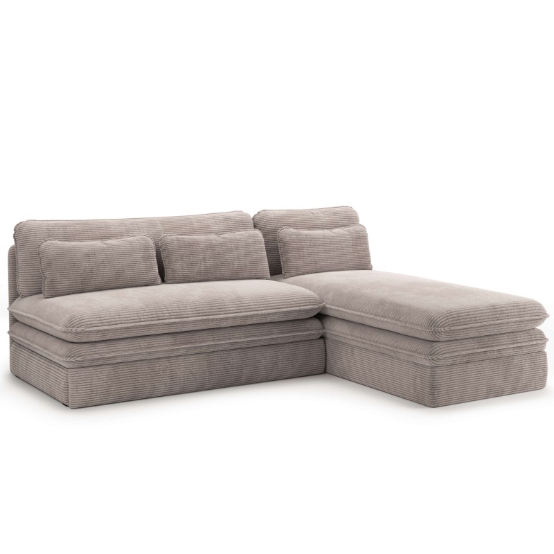 Banquette d'angle convertible NOMA 4 places velours côtelé beige