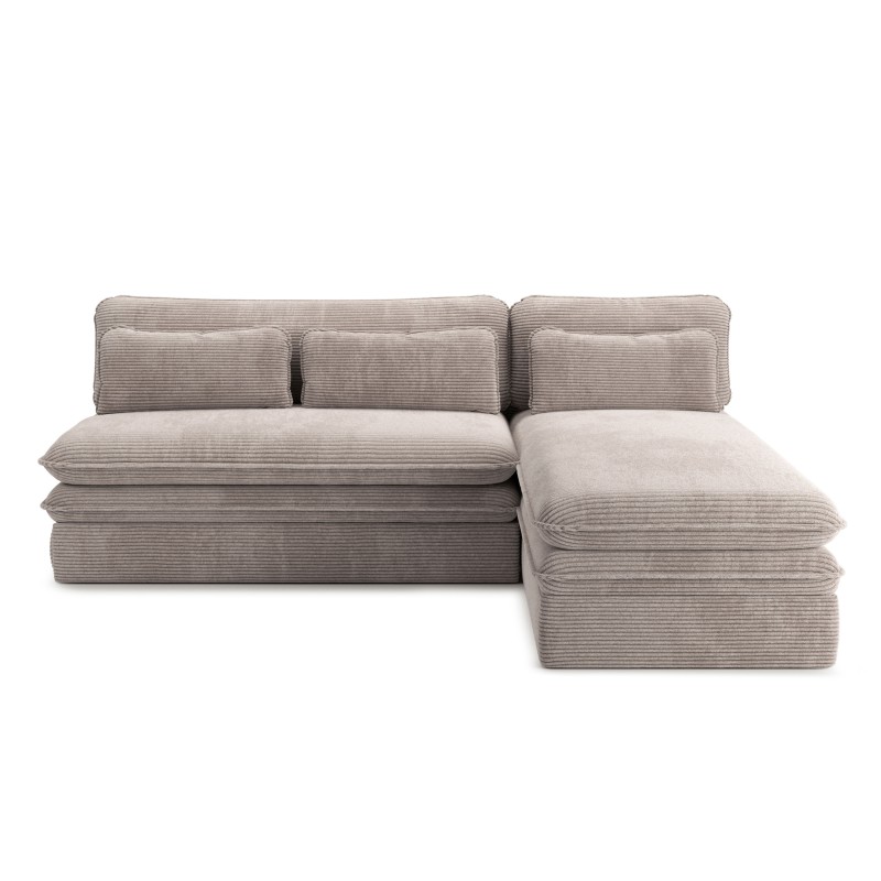 Banquette d'angle convertible NOMA 4 places velours côtelé beige