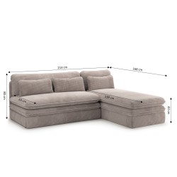 Banquette d'angle convertible NOMA 4 places velours côtelé beige