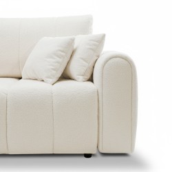 Divano letto GIORGIO 3 posti in tessuto bouclé grezzo