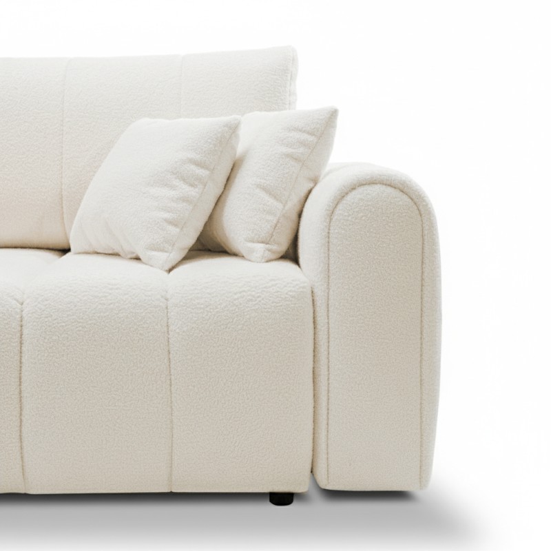 Divano letto GIORGIO 3 posti in tessuto bouclé grezzo